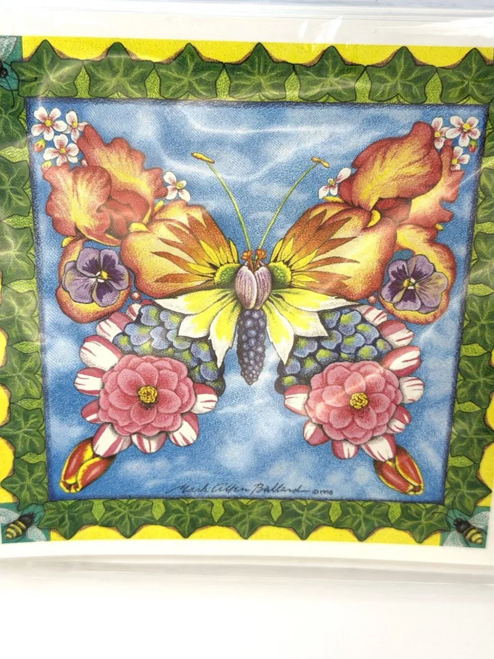 Vintage Mark Allen Ballard 1998 Butterfly Floral Notecard Set